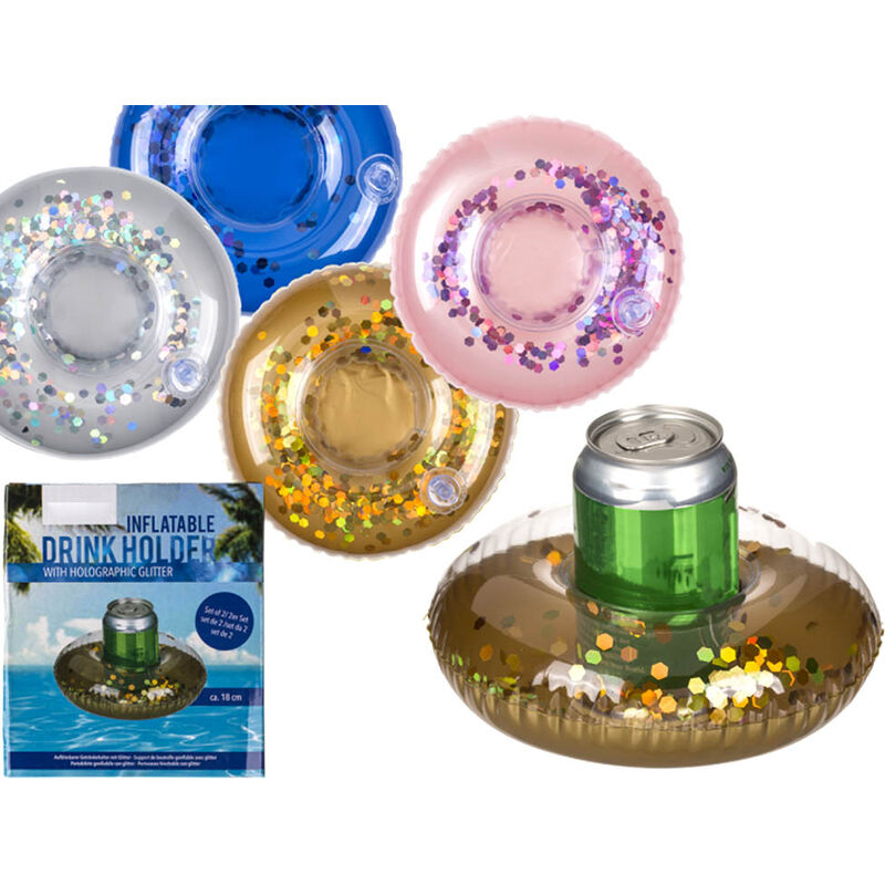

Soporte para Bebidas Hinchable 18cm Diámetro, Posavasos Donut para Piscina