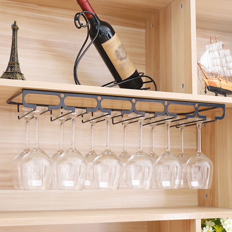 

Soporte para botellas de vidrio de vino Rack Organizador de gabinetes Almacenamiento Colgante Kits de barra de cocina (Rack de 6 ranuras)