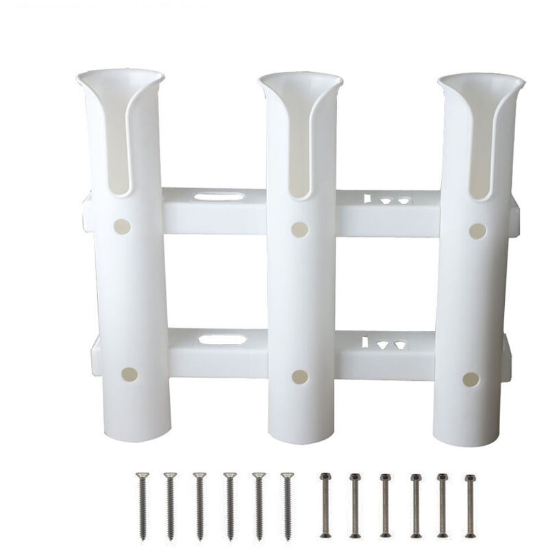 

Soporte para caña de pescar, soporte para caña de tubo, montaje en pared, montaje lateral con ranura, todos los accesorios incluidos (blanco)