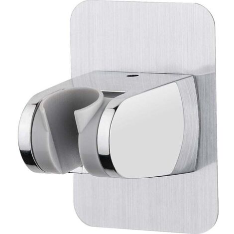 Soporte para cabezal de ducha, ajustable, sin necesidad de taladrar (45°), universal, para ducha de mano o de pared, cromado y plateado.
