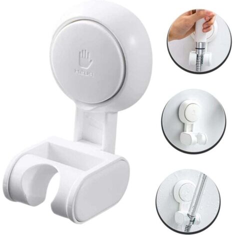 Soporte para cabezal de ducha con ventosa, sin taladrar, para montaje en pared, para ducha de mano, de plástico para bidé, blanco, ajustable