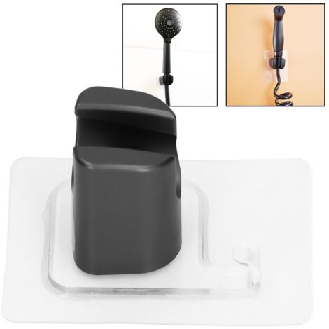 [Soporte para cabezal de ducha] Soporte para cabezal de ducha con adhesivo transparente, resistente al agua y de alta calidad, fabricado en ABS negro mate, para uso en el baño y el hogar.