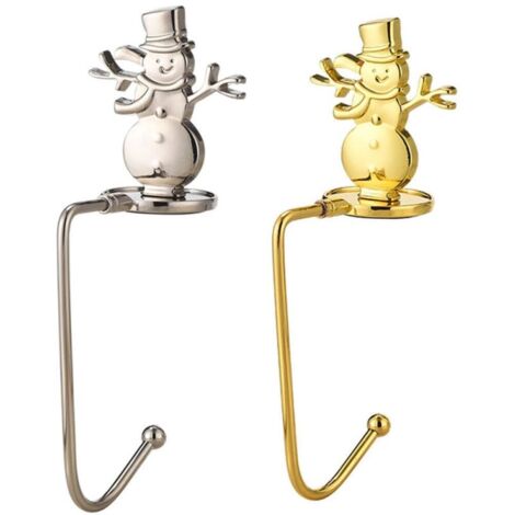 Soporte para calcetines navideños, gancho de seguridad para chimenea, artículos para fiestas navideñas. Soporte para calcetines navideños (un muñeco de nieve, dorado y plateado).