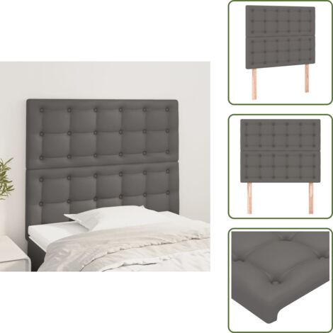 Soporte para cama - vidaXL Cabecero de cama gris 90x5x118/128 cm piel sintética - Cabecero ajustable