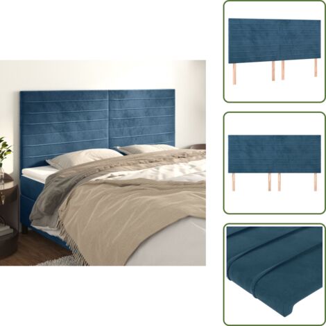 Soporte para cama - vidaXL Cabecero Terciopelo Azul Oscuro 180x5x118/128 cm - Cabecero de madera