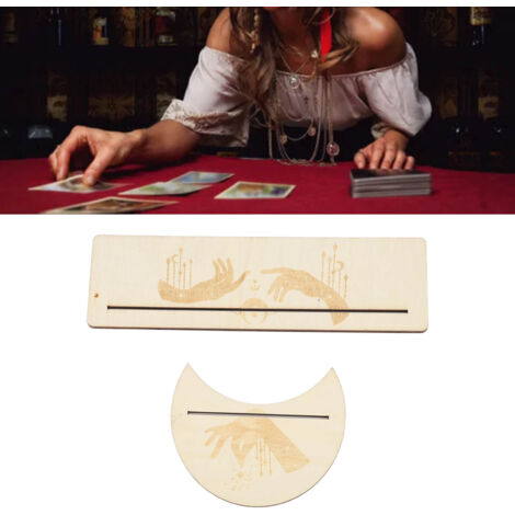 [Soporte para cartas del tarot] [Soporte en forma de C] [Forma popular de luna y rectángulo] – 2 soportes hechos de madera de álamo natural (25 x 7,5 cm), estables, portátiles y fáciles de usar para l
