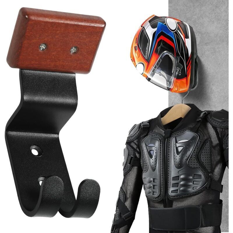 Soporte para casco de motocicleta, estante con gancho para colgar el casco y la chaqueta de motocicleta