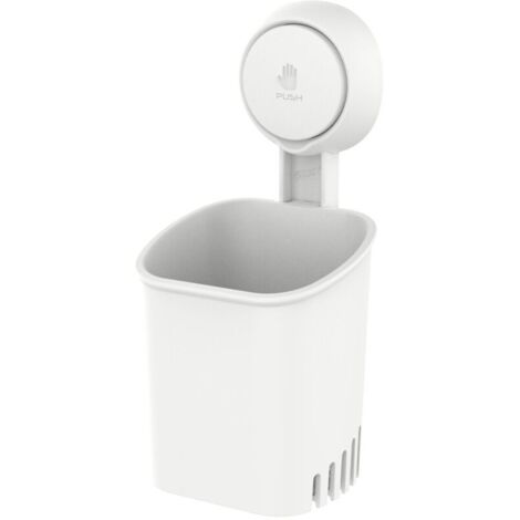 Soporte para cepillo de dientes con ventosa, carga máxima de 5 kg, instalación en 1 segundo, reutilizable, soporte de plástico blanco para pasta de dientes y maquinilla de afeitar para cocina y baño -