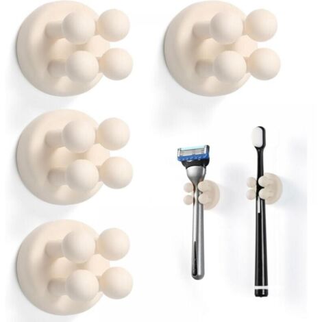 Soporte para cepillos de dientes de pared, soporte para maquinilla de afeitar, soporte multifuncional de silicona autoadhesivo para cepillos de dientes de pared, para baño, cocina, sala de estar, ofic