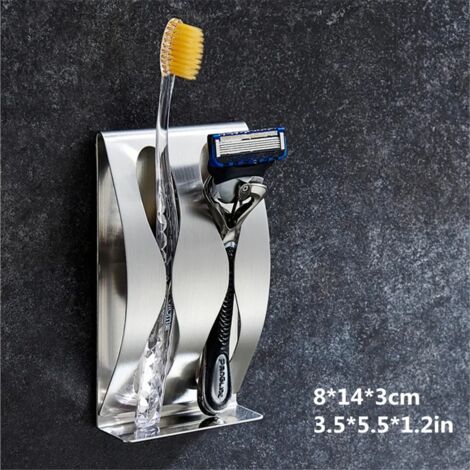 Soporte para cepillos de dientes y maquinillas de afeitar, acero inoxidable pulido y resistente a la oxidación, organizador de pared autoadhesivo para baño y ducha, bandeja para cepillos de dientes B