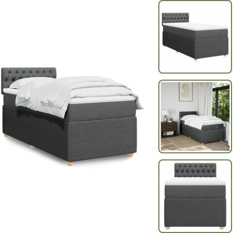 Soporte para colchón - vidaXL Cama box spring con colchón tela gris oscuro 90x190 cm - Cama con cabecero