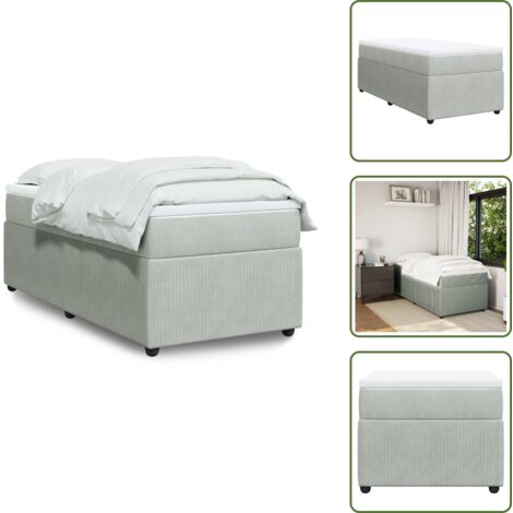 Soporte para colchón - vidaXL Cama box spring con colchón terciopelo gris claro 100x200 cm - Cama box spring