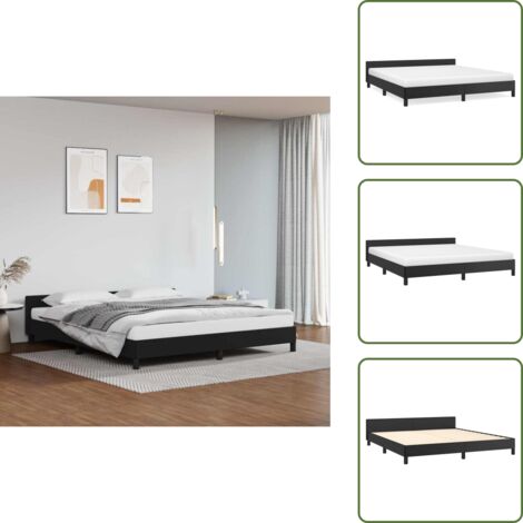 Soporte para colchón - vidaXL Estructura de cama con cabecero sin colchón negro 160x200 cm - Cama con listones