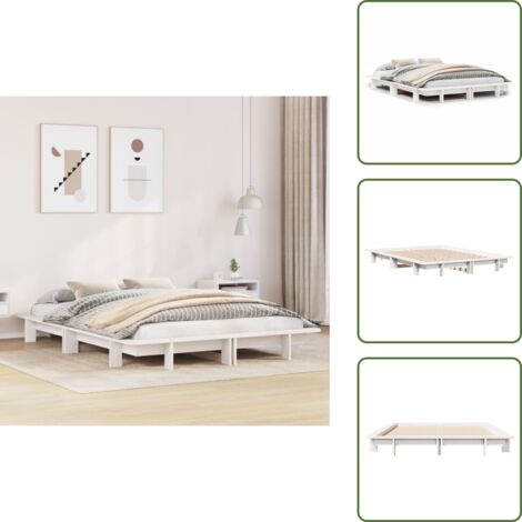 Soporte para colchón - vidaXL Estructura de cama sin colchón madera de pino blanco 135x190 cm - Cama de madera