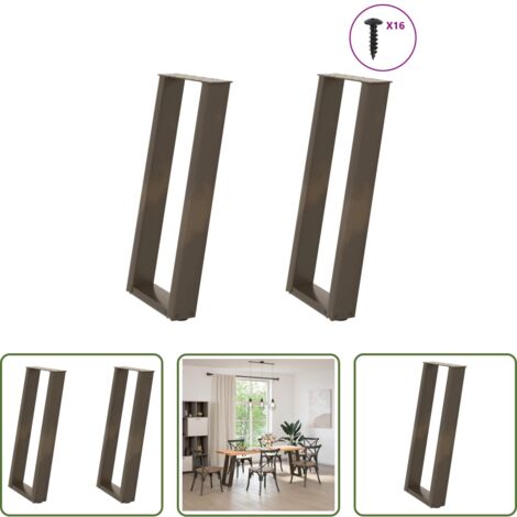 Soporte para consola -  Patas para consola en forma de U (2 unidades, acero natural, 38 x 72-73 cm)