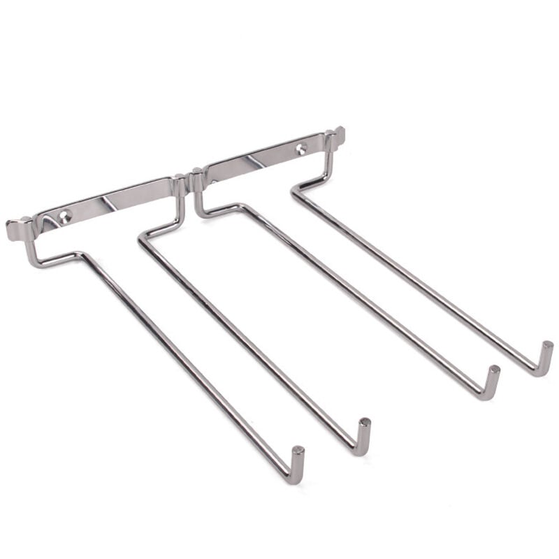 Soporte para copas de vino, soporte cromado para copas de vino, estante para copas montado en la pared de dos filas, almacenamiento debajo del
