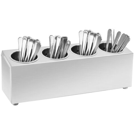 Soporte para cubiertos 4 rejillas acero inoxidable rectangular