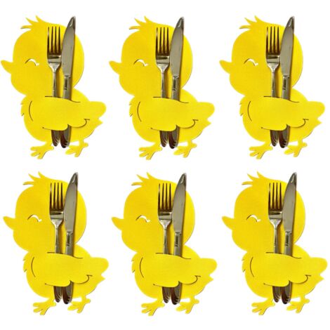 Soporte para cubiertos – decoración de mesa – motivo de gallina (juego de 6) – vacaciones de Pascua
