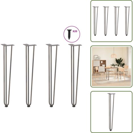 Soporte para escritorio - vidaXL Patas de horquilla para consolas para consolas 4 unidades Acero natural 72 cm Acero macizo - Soporte para comedor