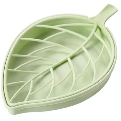 Soporte para escurridor de esponja en forma de hoja, estante de almacenamiento, jabonera, jabonera de ducha portátil de doble capa, 02 verde