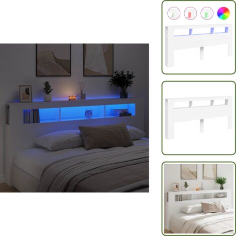 Soporte para espalda - vidaXL Cabecero con LED madera de ingeniería blanco 220x18,5x103,5 cm - Cabecero de cama