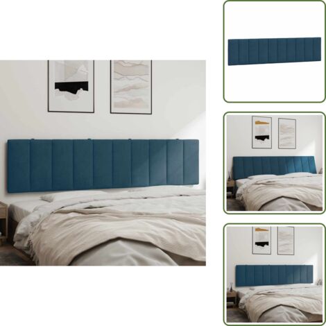 Soporte para espalda - vidaXL Cabecero de cama acolchado Hanko terciopelo azul 200 cm - Cabecero para cama