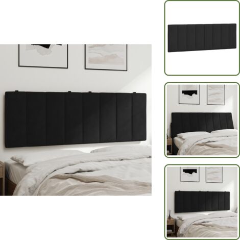 Soporte para espalda - vidaXL Cabecero de cama acolchado Hanko terciopelo negro 140 cm - Cabecero de cama negro