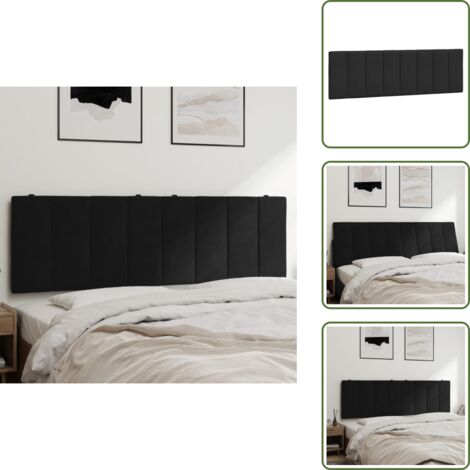 Soporte para espalda - vidaXL Cabecero de cama acolchado Hanko terciopelo negro 160 cm - Cama con cabecero