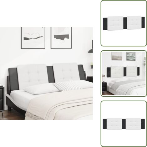 Soporte para espalda - vidaXL Cabecero de cama acolchado Zadar cuero sintético blanco negro 180 cm - Cabecero para cama