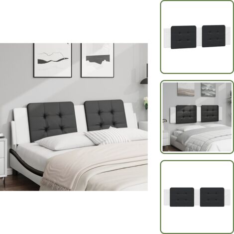 Soporte para espalda - vidaXL Cabecero de cama acolchado Zadar cuero sintético negro blanco 180 cm - Cabecero para cama