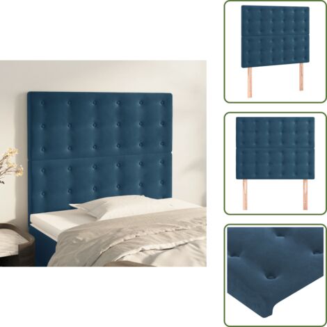 Soporte para espalda - vidaXL Cabecero de cama azul oscuro 80x5x118/128 cm Terciopelo - Altura ajustable