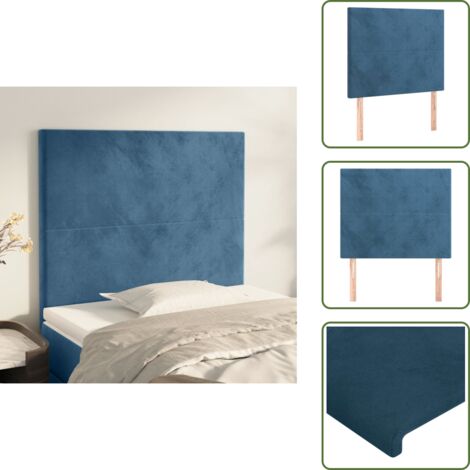 Soporte para espalda - vidaXL Cabecero de cama azul oscuro 90x5x118/128 cm Terciopelo - Altura ajustable