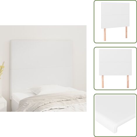 Soporte para espalda - vidaXL Cabecero de cama blanco 90x5x118/128 cm piel sintética - Cama de cuero sintético