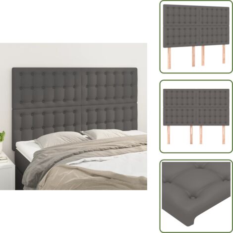 Soporte para espalda - vidaXL Cabecero de cama gris 144x5x118/128 cm piel sintética - Cabecero de cama