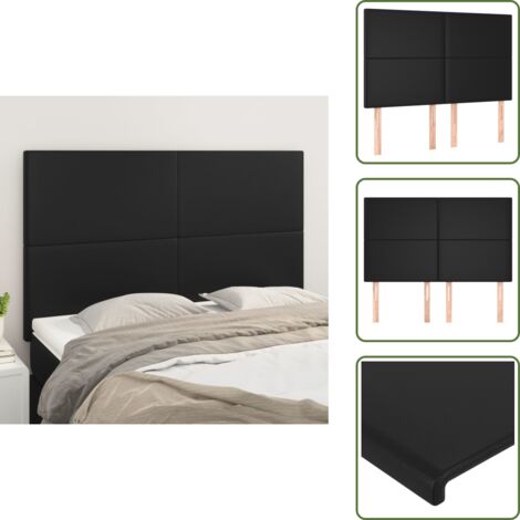 Soporte para espalda - vidaXL Cabecero de cama negro 144x5x118/128 cm piel sintética - Altura ajustable