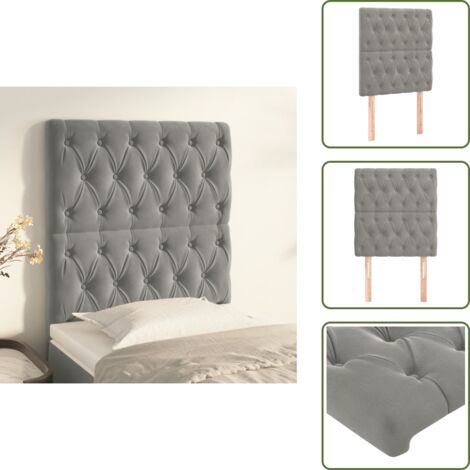 Soporte para espalda - vidaXL Cabecero de terciopelo gris claro 80x7x118/128 cm - Cabecero de cama elegante