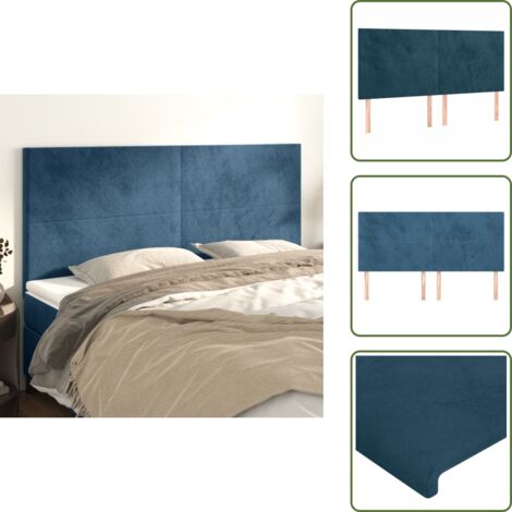 Soporte para espalda - vidaXL Cabecero Terciopelo Azul Oscuro 180x5x118/128 cm - Cabecero ajustable