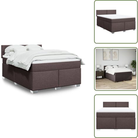 Soporte para espalda - vidaXL Cama box spring con colchón tela marrón oscuro 160x200 cm - Cama con cabecero