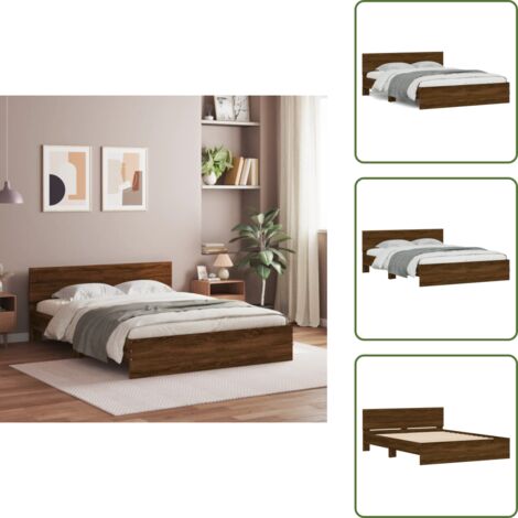 Soporte para espalda - vidaXL Estructura de cama con cabecero marrón roble 150x200 cm - Listones de madera contrachapada