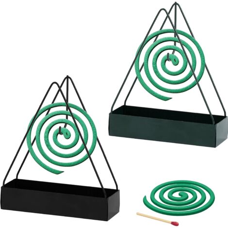 Soporte para espiral repelente de mosquitos, soporte triangular de metal portátil para uso doméstico en interiores / 1 pieza verde + 1 pieza negra
