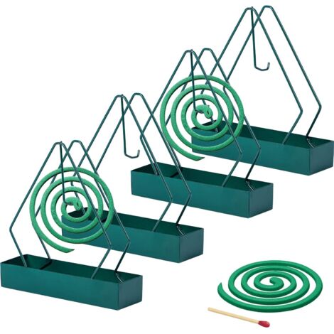 Soporte para espiral repelente de mosquitos, soporte triangular de metal portátil para uso doméstico en interiores / 4 piezas verdes