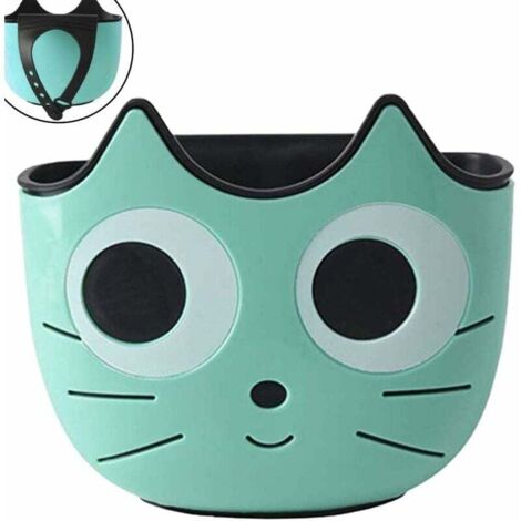 Soporte para esponja, cesta colgante para fregadero, escurridor colgante, organizador de cestas colgantes, organizador de fregadero de plástico con diseño de gato verde para cocina y baño - Fei Yu