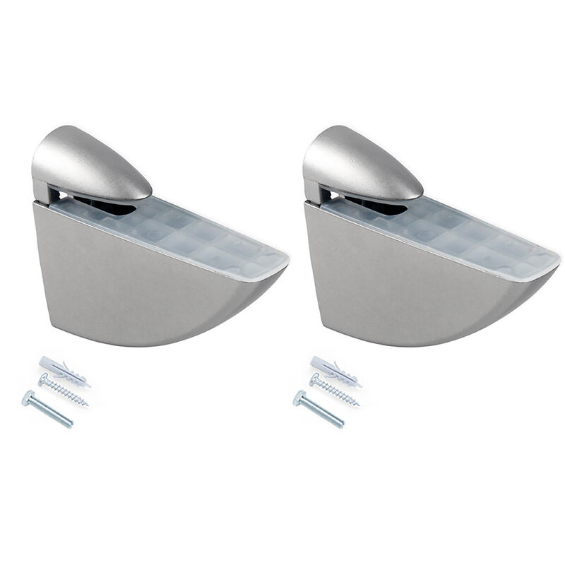 

Soporte para estante de madera/cristal, espesor 8-40 mm, Plástico y zamak, Gris metalizado, 2 ud. - Pintado aluminio - Emuca