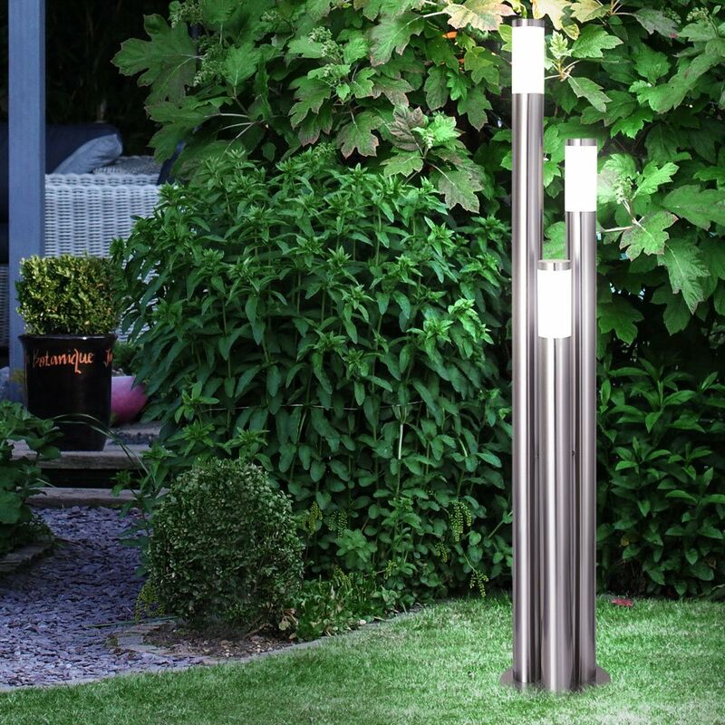 

Lámpara de pie para exterior, terraza, luz de acero inoxidable en un juego que incluye bombillas LED