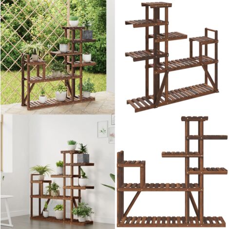 Soporte para flores de madera maciza abeto 110x25x111 cm - Estantería de madera - Soporte para macetas