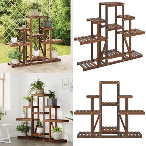Soporte para flores madera maciza abeto 110x25x96 cm - Estantería de madera - Soporte para macetas