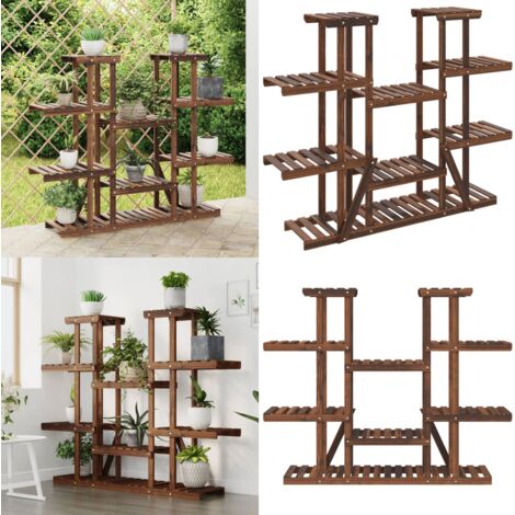 Soporte para flores madera maciza de abeto 110x25x110,5 cm - Estantería para plantas - Madera de abeto