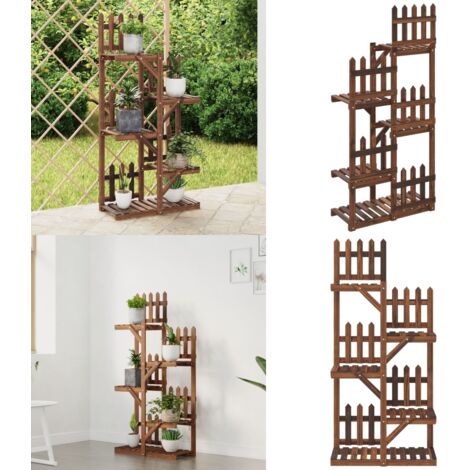 Soporte para flores madera maciza de abeto 60x25x130 cm - Estantería para plantas - Madera de abeto