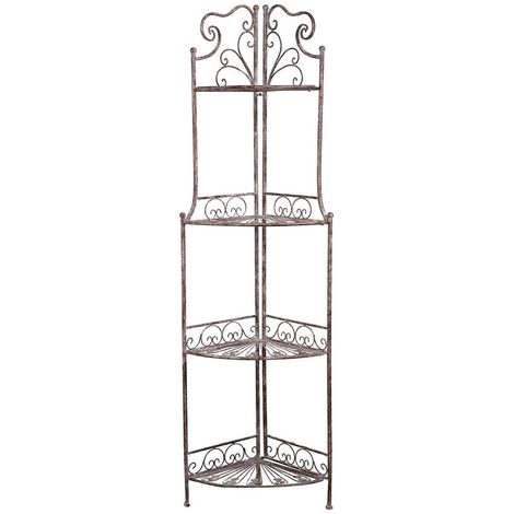 Soporte para flores plantas, soporte para macetas estante para balcón de hierro forjado Etagere para interior y exterior
