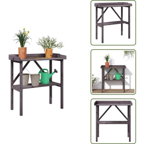 Soporte para flores - vidaXL Mesa para plantas con estante madera abeto gris 78x38x82,5 cm - Mesa de jardín